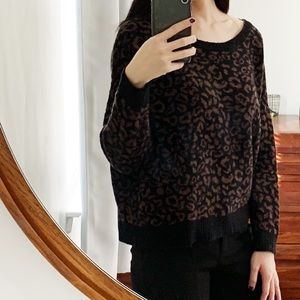 Free People Boxy Leopard Print Sweater
